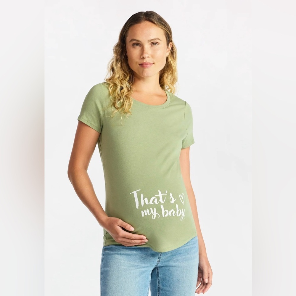Time and Tru Fresh Fern “That’s My Baby” Graphic Short Sleeve Maternity T-shirt